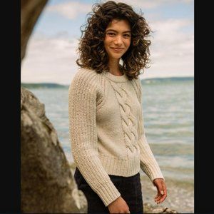 United By Blue, Recycled Cotton Cable Crew Sweater, IVORY / S